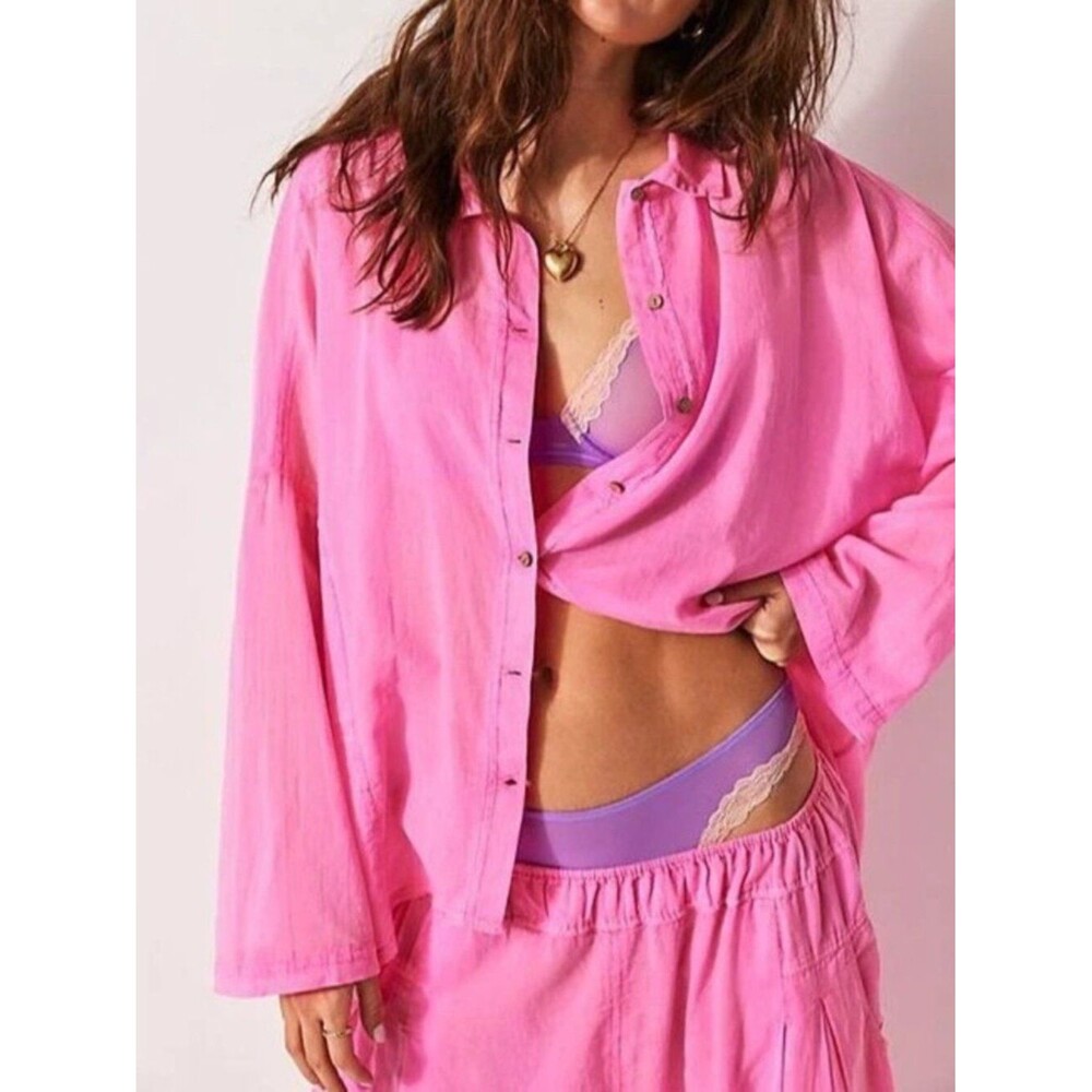 Free People Intimately Heat of The Night Lounge Shirt Top Oversized M 285933